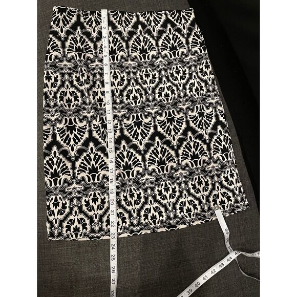 Chicos Black White Damask Print Elastic Waist Skirt Size M - Picture 7 of 9